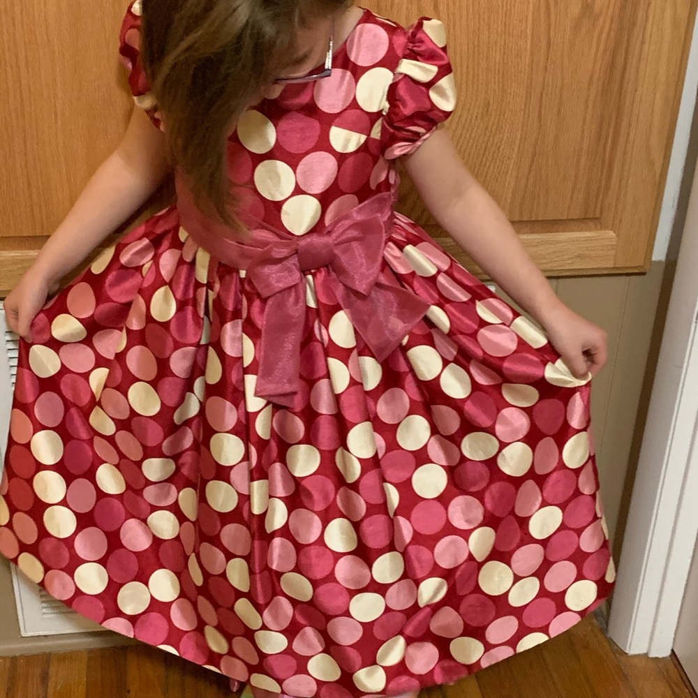 Bonnie Jean Pink Silk type dress, Size 8